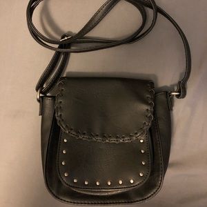 black leather purse